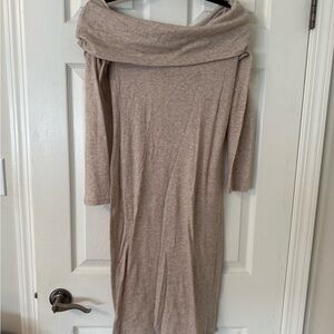 Off-Shoulder Midi Knit Dress